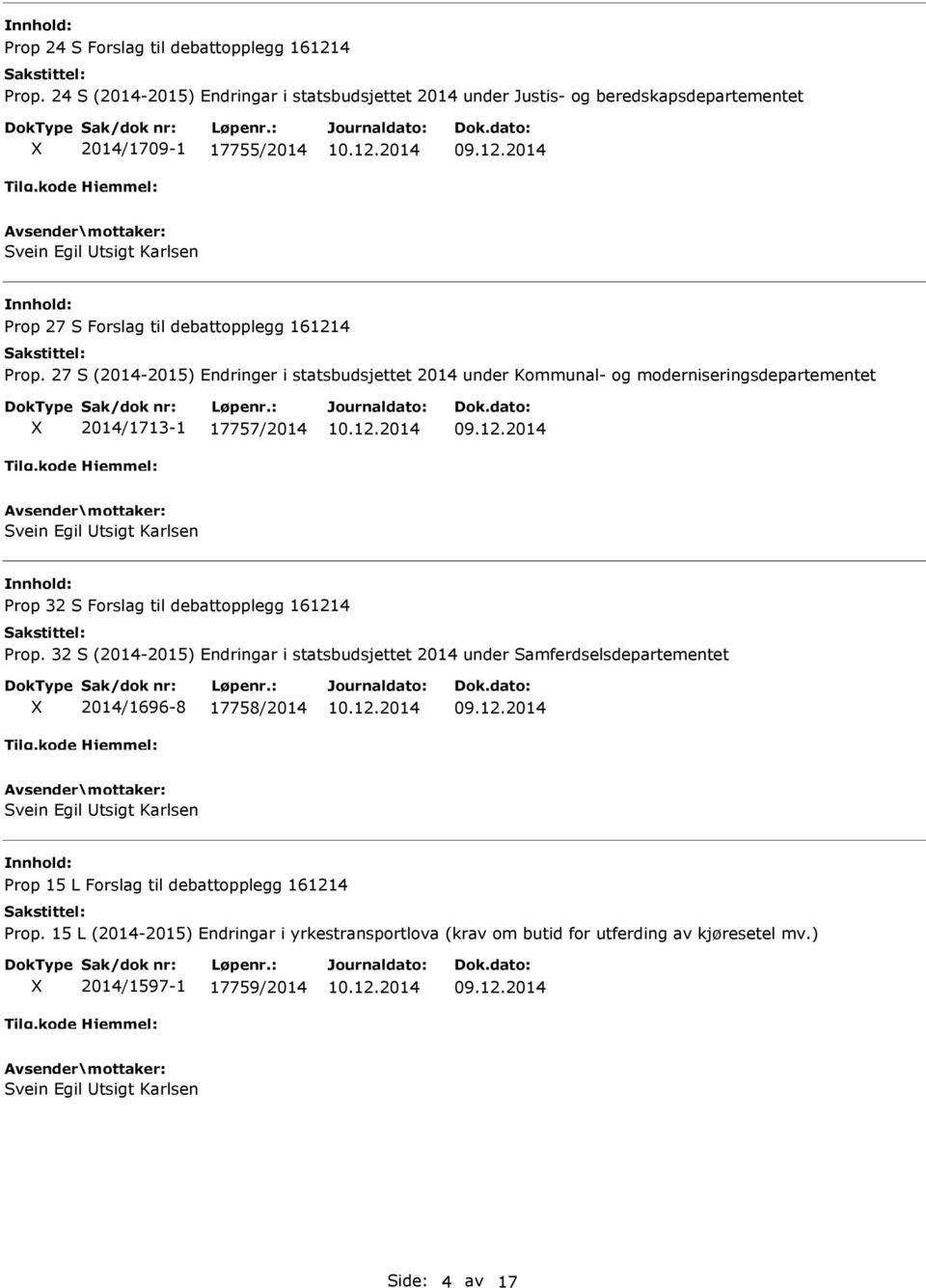 27 S (2014-2015) Endringer i statsbudsjettet 2014 under Kommunal- og moderniseringsdepartementet 2014/1713-1 17757/2014 Prop 32 S Forslag til debattopplegg 161214