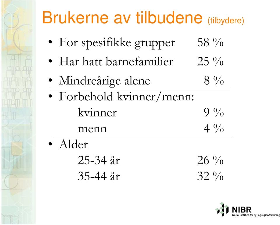 25 % Mindreårige alene 8 % Forbehold