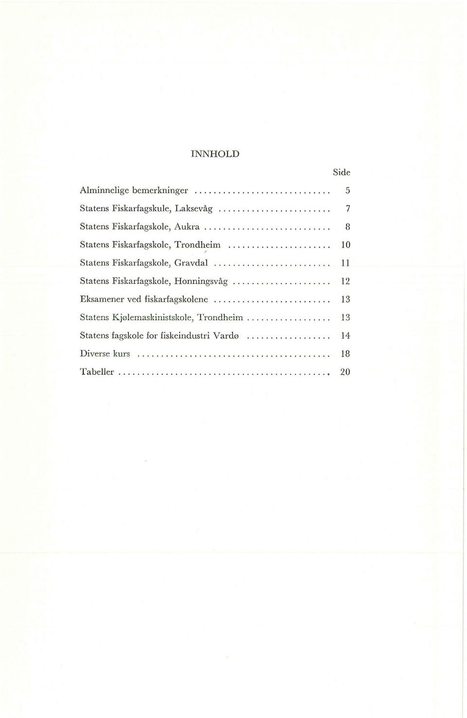 ........................ 11 Statens Fiskarfagskoe, Honningsvåg..................... 1 Eksamener ved fiskarfagskoene.