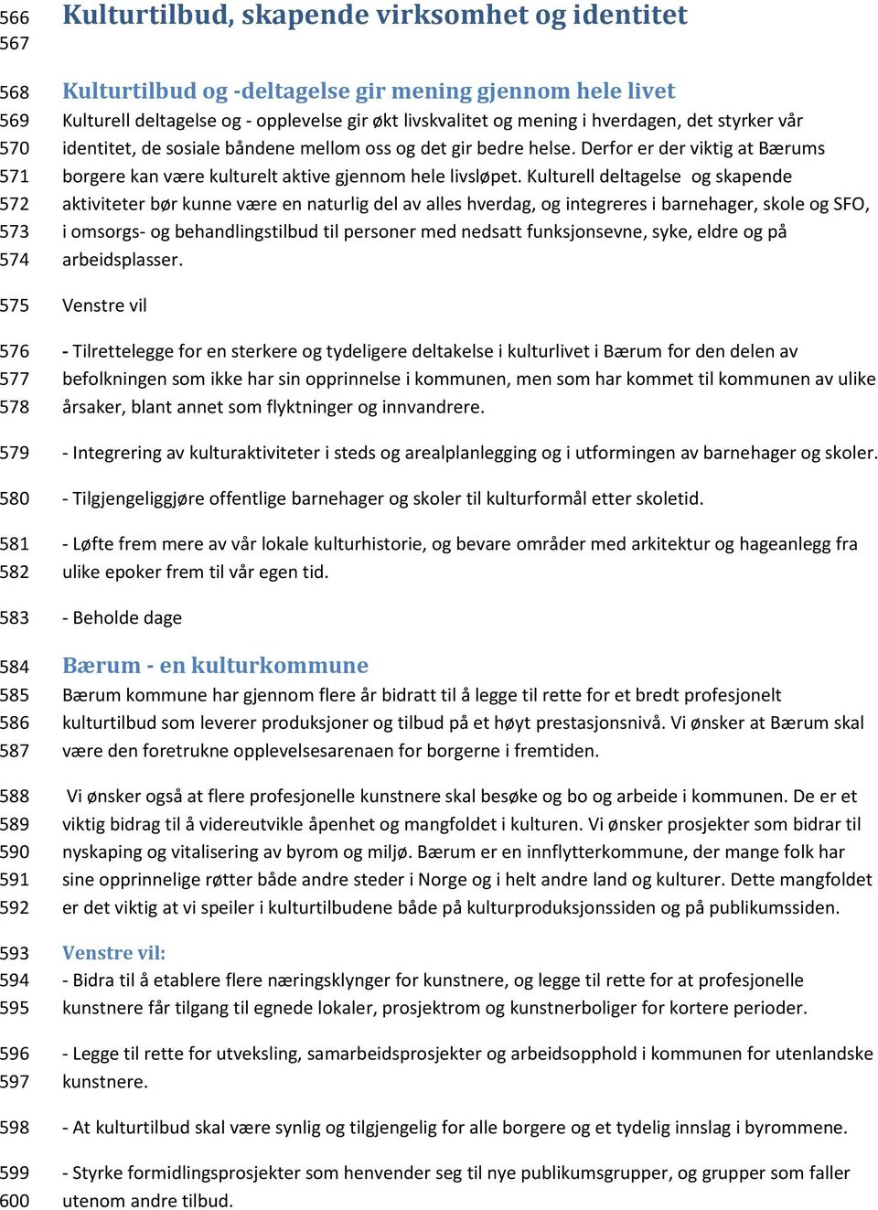 helse. Derfor er der viktig at Bærums borgere kan være kulturelt aktive gjennom hele livsløpet.