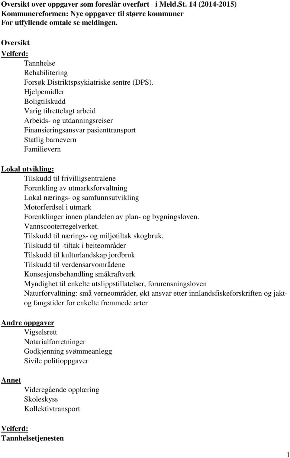 Hjelpemidler Boligtilskudd Varig tilrettelagt arbeid Arbeids- og utdanningsreiser Finansieringsansvar pasienttransport Statlig barnevern Familievern Lokal utvikling: Tilskudd til frivilligsentralene