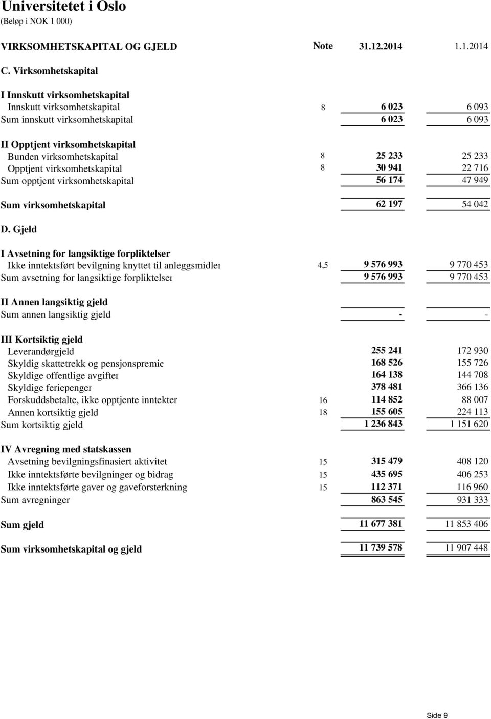 233 25 233 Opptjent virksomhetskapital 8 30 941 22 716 Sum opptjent virksomhetskapital 56 174 47 949 Sum virksomhetskapital 62 197 54 042 D.