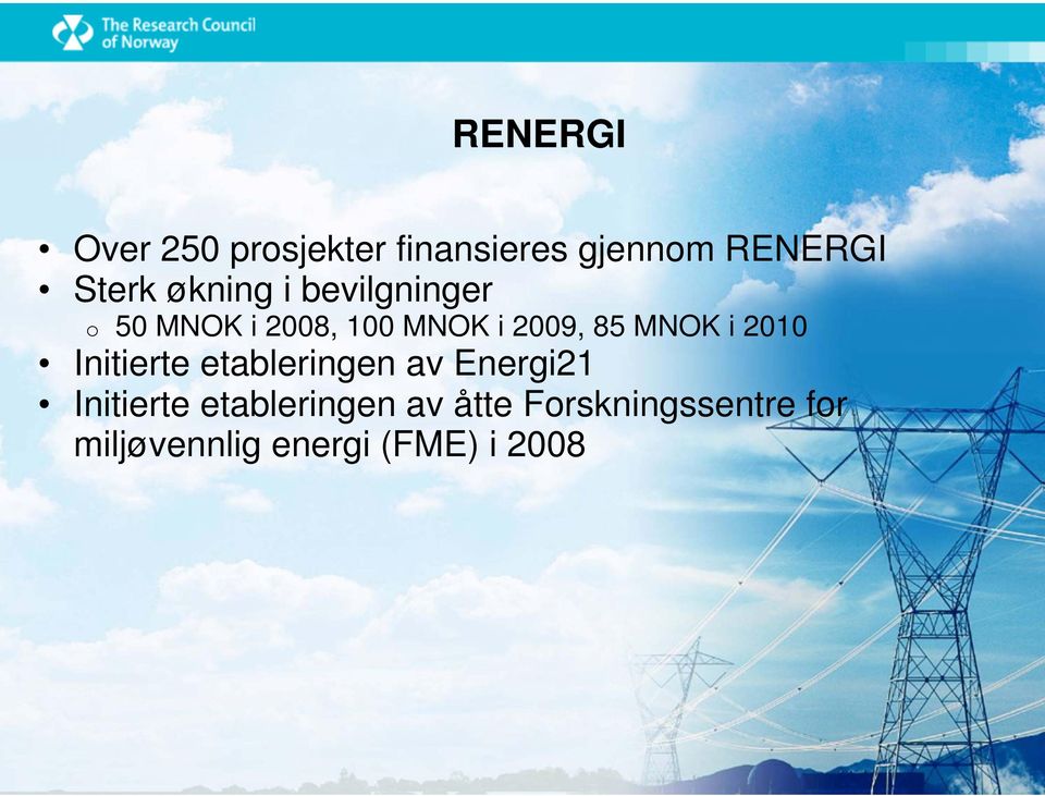 MNOK i 2010 Initierte etableringen av Energi21 Initierte