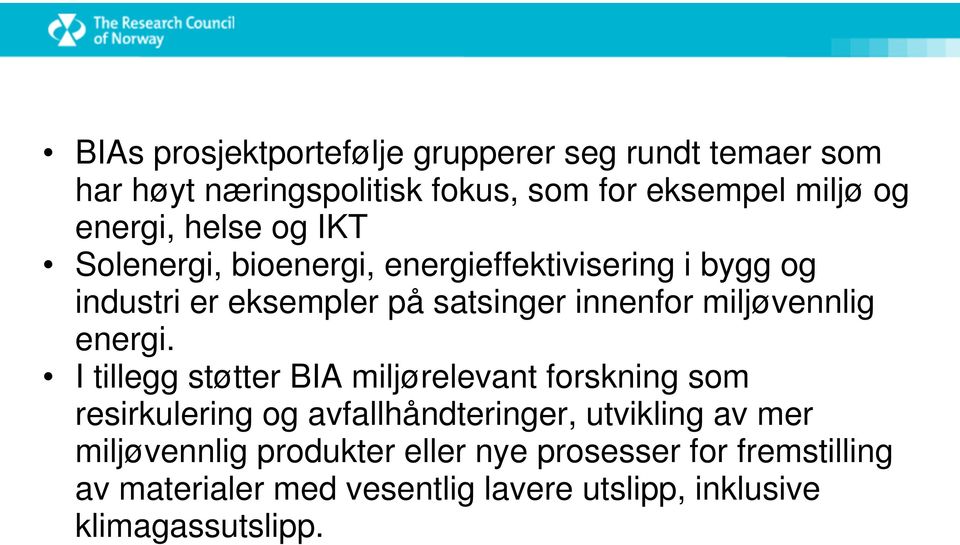 miljøvennlig energi.