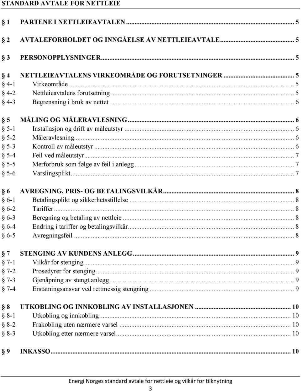 .. 6 5-3 Kontroll av måleutstyr... 6 5-4 Feil ved måleutstyr... 7 5-5 Merforbruk som følge av feil i anlegg... 7 5-6 Varslingsplikt... 7 6 AVREGNING, PRIS- OG BETALINGSVILKÅR.