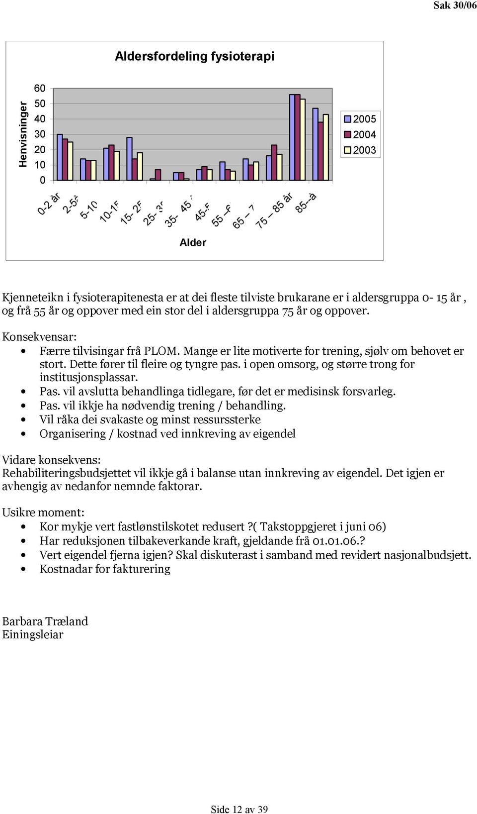 Dette fører til fleire og tyngre pas. i open omsorg, og større trong for institusjonsplassar. Pas. vil avslutta behandlinga tidlegare, før det er medisinsk forsvarleg. Pas. vil ikkje ha nødvendig trening / behandling.