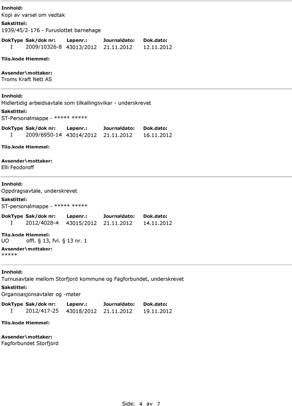 2012 Elli Feodoroff Oppdragsavtale, underskrevet ST-personalmappe - O 2012/4028-4 43015/2012 14.11.