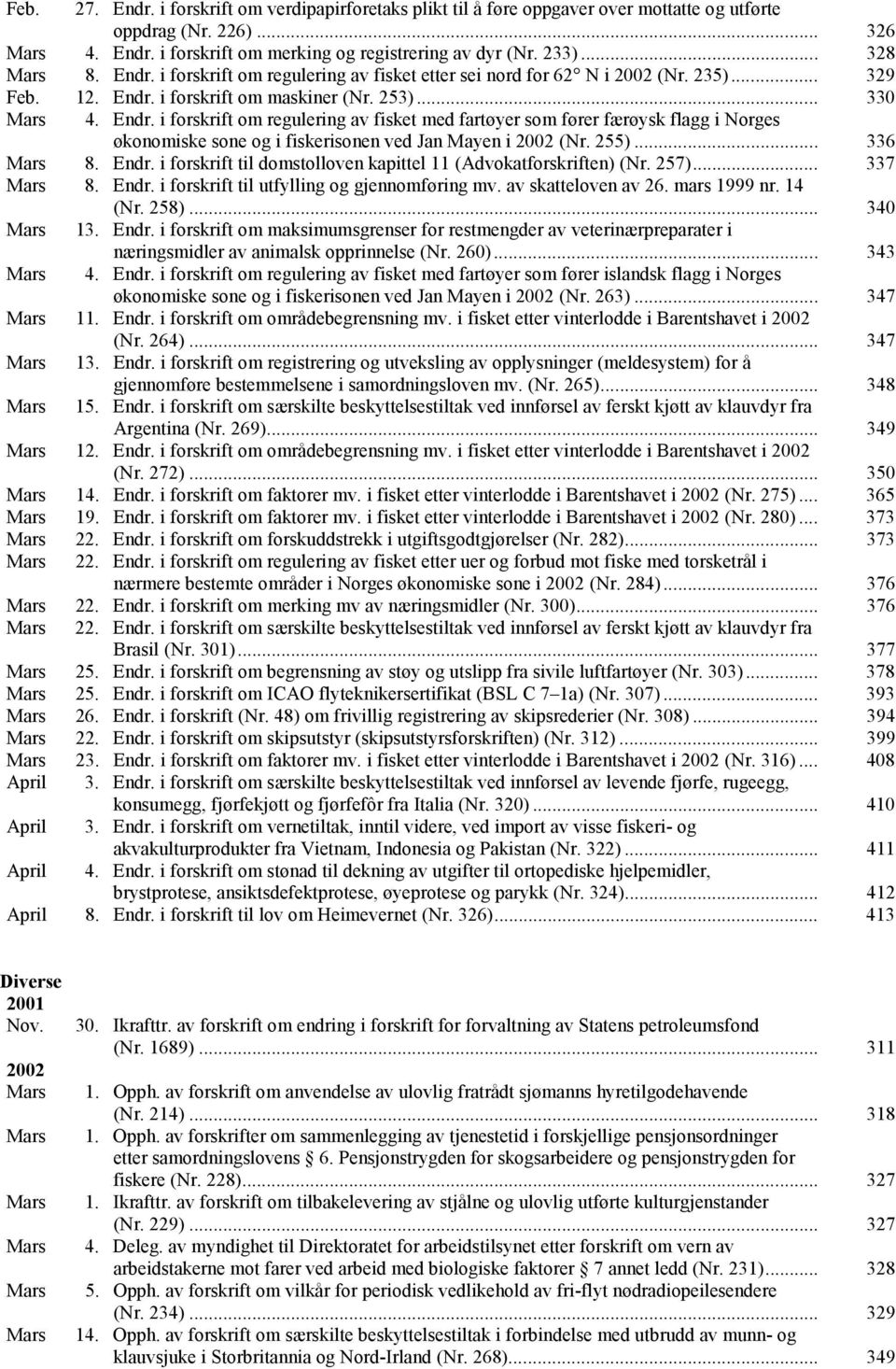 255)... 336 Mars 8. Endr. i forskrift til domstolloven kapittel 11 (Advokatforskriften) (Nr. 257)... 337 Mars 8. Endr. i forskrift til utfylling og gjennomføring mv. av skatteloven av 26.