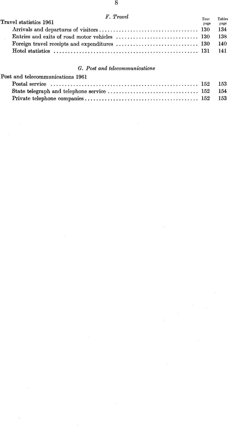 road motor vehicles 130 138 Foreign travel receipts and expenditures 130 140 Hotel statistics 131