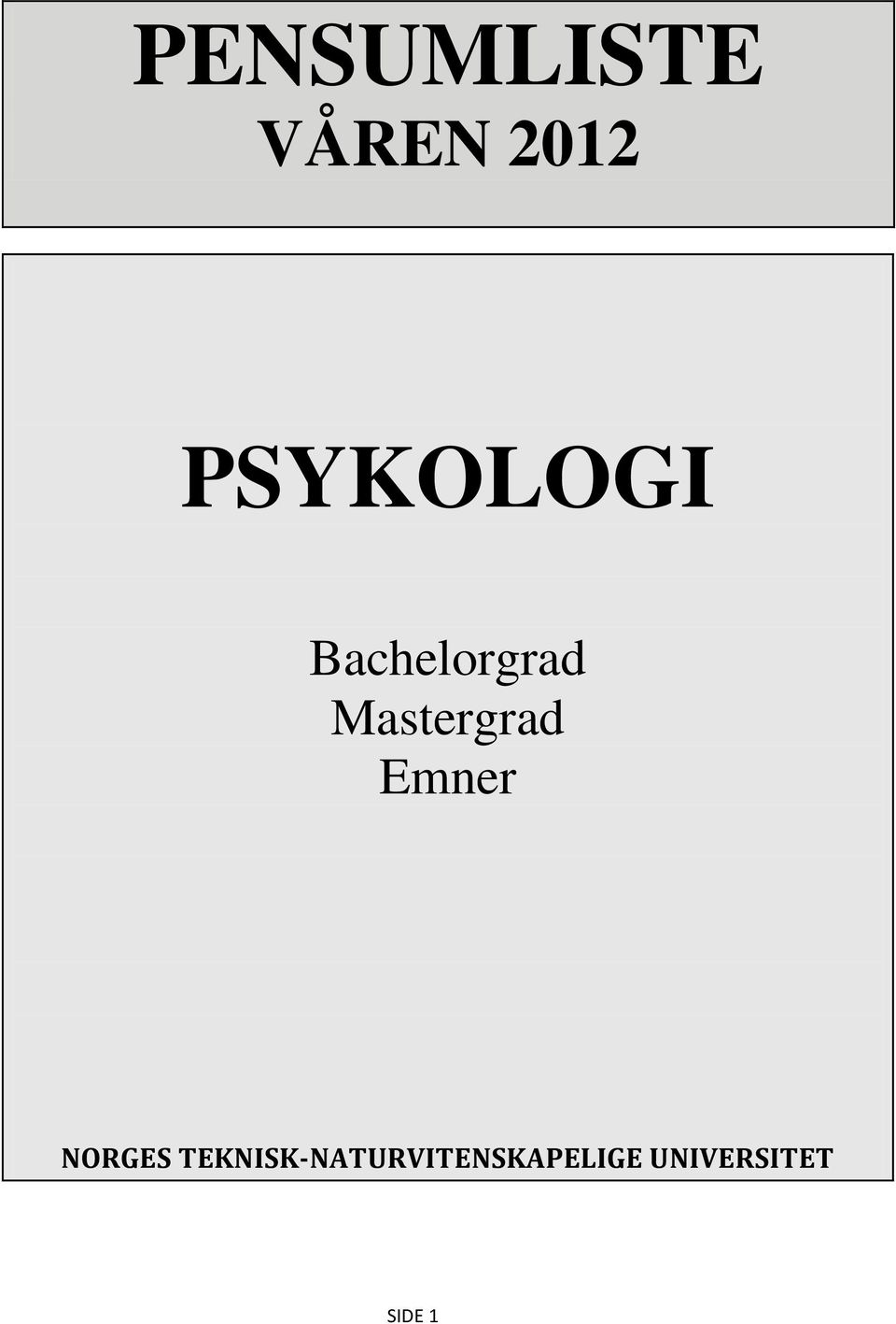 Mastergrad Emner NORGES