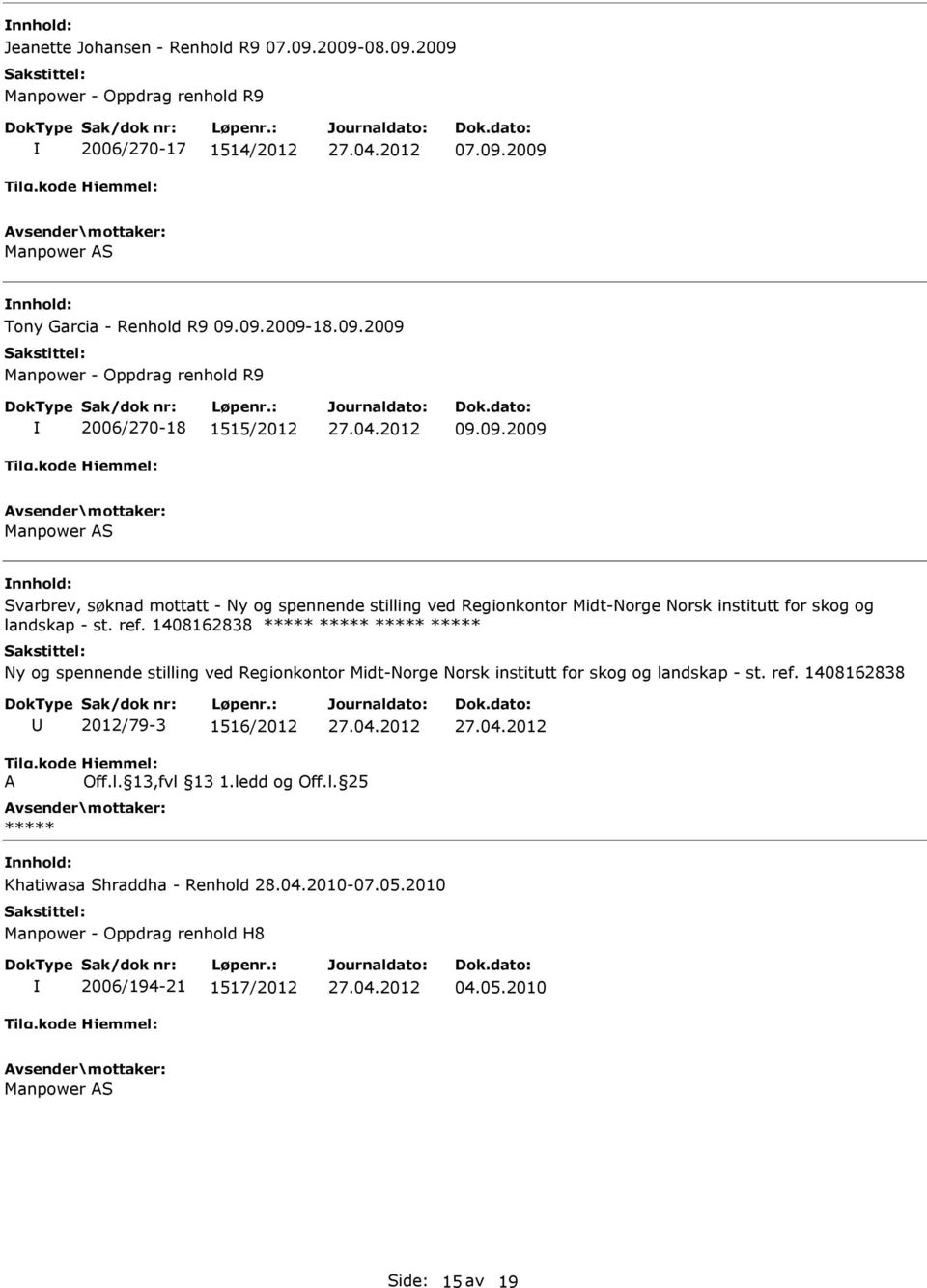 1408162838 Ny og spennende stilling ved Regionkontor Midt-Norge Norsk institutt for skog og landskap - st. ref. 1408162838 2012/79-3 1516/2012 A Off.l. 13,fvl 13 1.