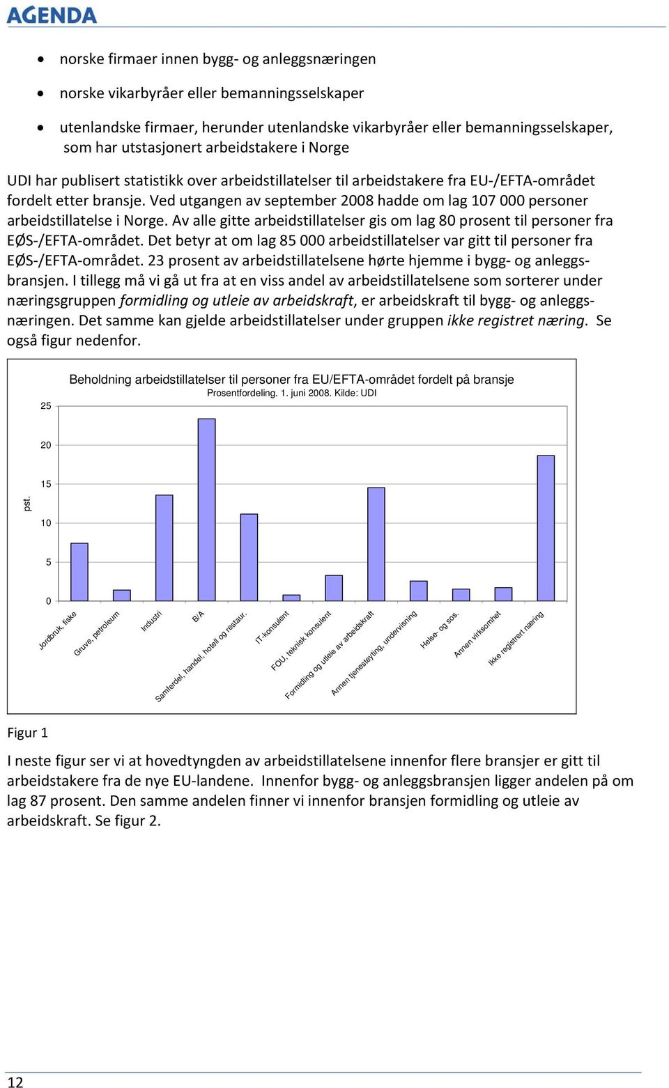 Ved utgangen av september 2008 hadde om lag 107 000 personer arbeidstillatelse i Norge. Av alle gitte arbeidstillatelser gis om lag 80 prosent til personer fra EØS /EFTA området.