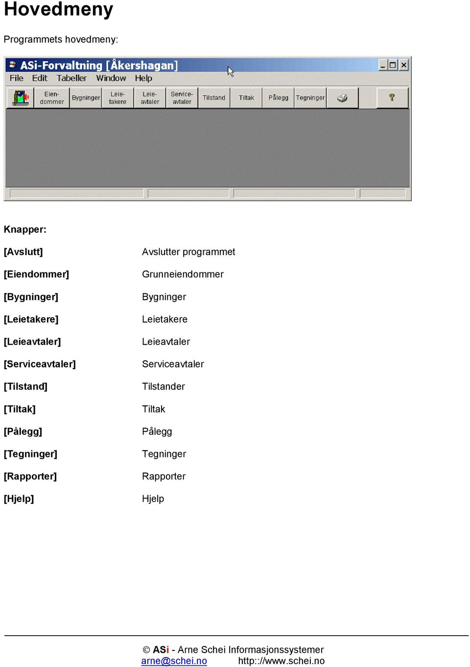 [Tegninger] [Rapporter] [Hjelp] Avslutter programmet Grunneiendommer Bygninger