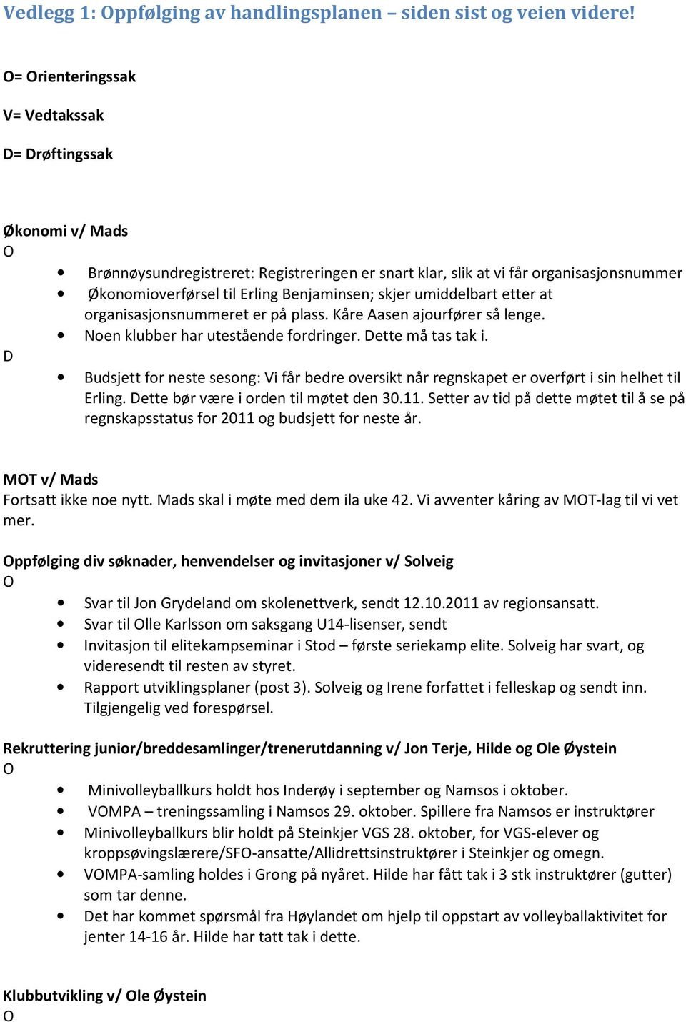 umiddelbart etter at organisasjonsnummeret er på plass. Kåre Aasen ajourfører så lenge. Noen klubber har utestående fordringer. Dette må tas tak i.