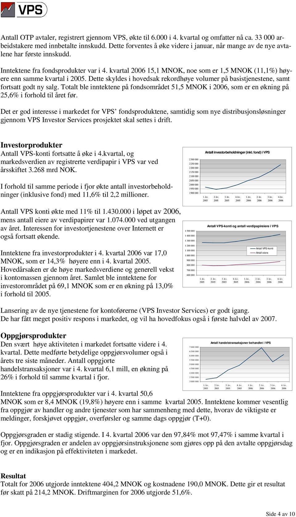 kvartal 15,1 MNOK, noe som er 1,5 MNOK (11,1%) høyere enn samme kvartal i. Dette skyldes i hovedsak rekordhøye volumer på basistjenestene, samt fortsatt godt ny salg.