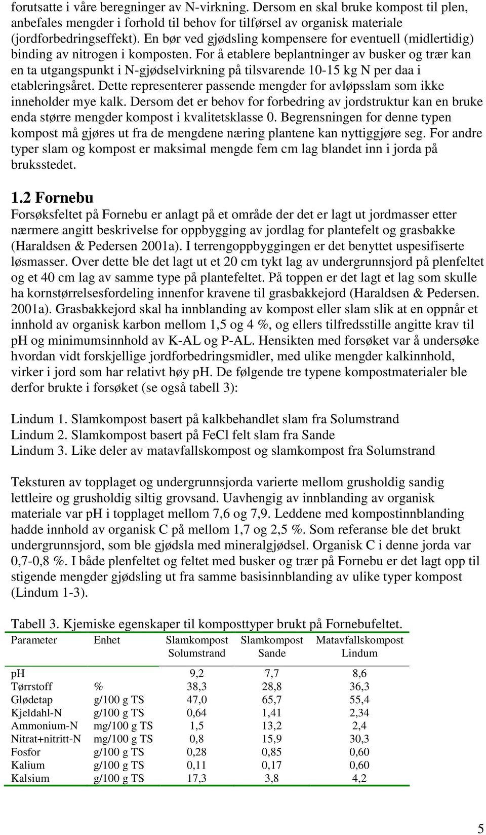 For å etablere beplantninger av busker og trær kan en ta utgangspunkt i N-gjødselvirkning på tilsvarende 1-15 kg N per daa i etableringsåret.