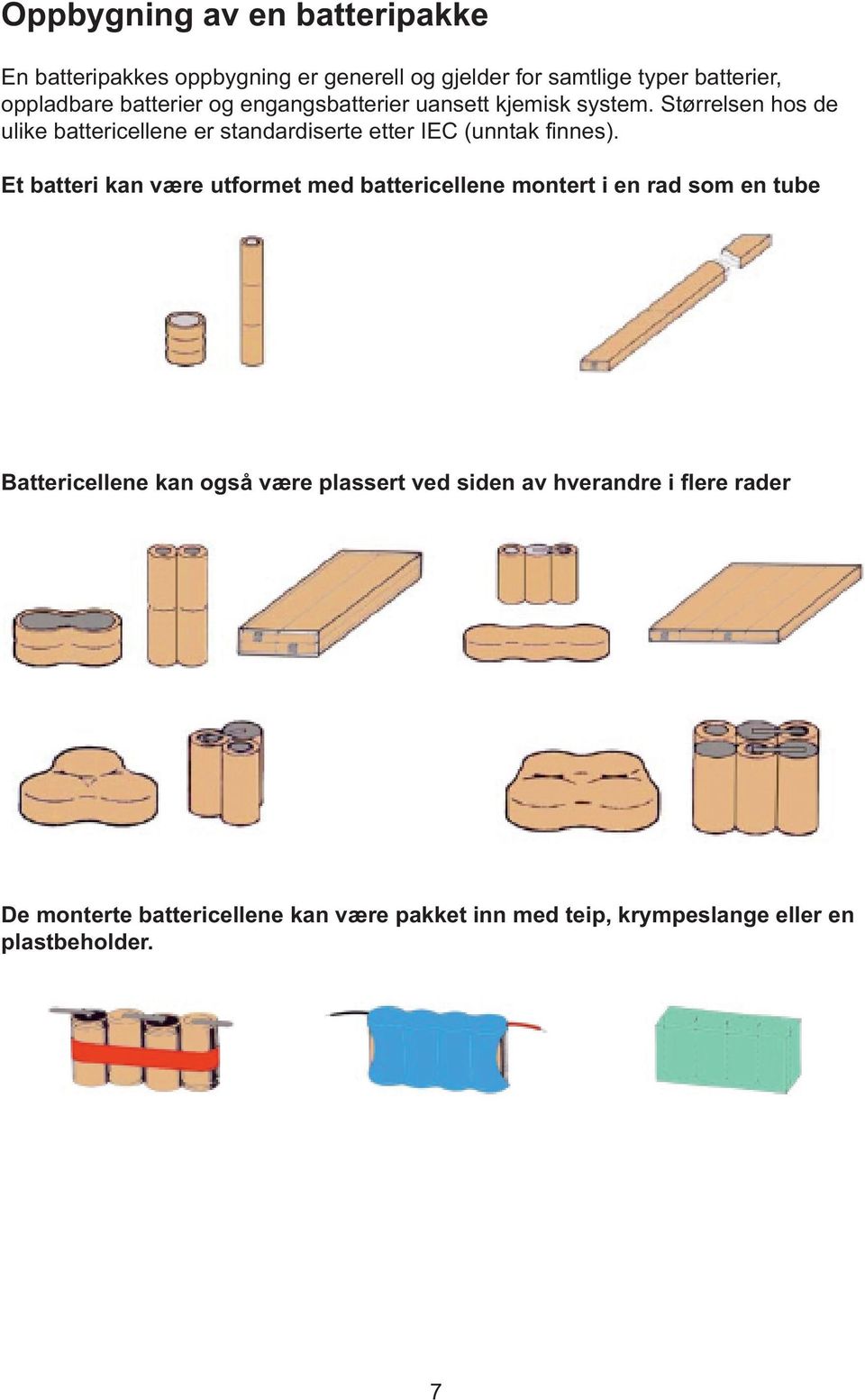 Størrelsen hos de ulike battericellene er standardiserte etter IEC (unntak finnes).