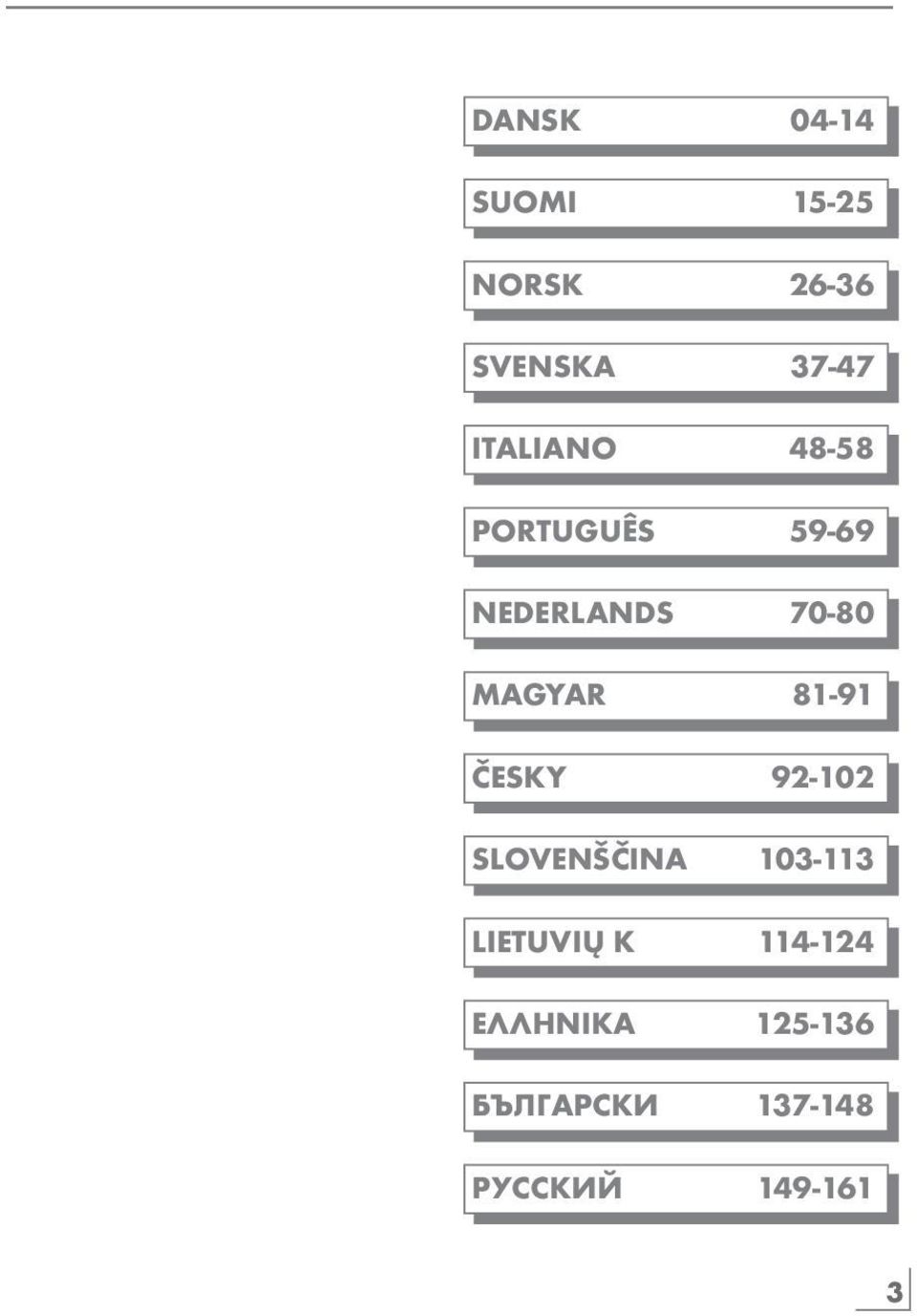 MAGYAR 81-91 ČESKY 92-102 SLOVENŠČINA 103-113