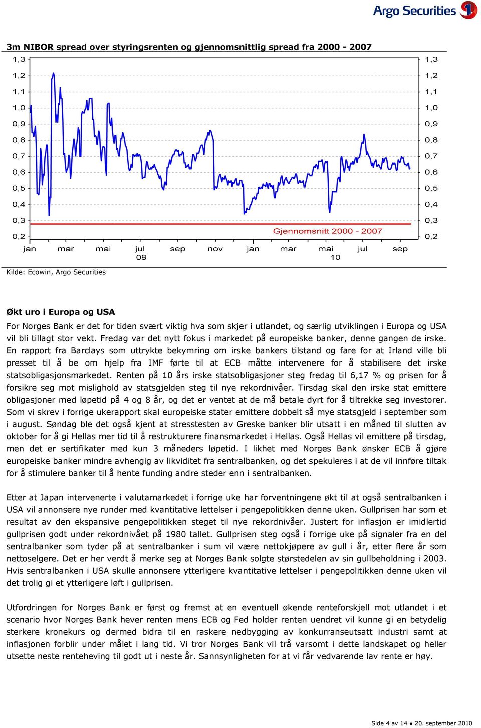 En rapport fra Barclays som uttrykte bekymring om irske bankers tilstand og fare for at Irland ville bli presset til å be om hjelp fra IMF førte til at ECB måtte intervenere for å stabilisere det