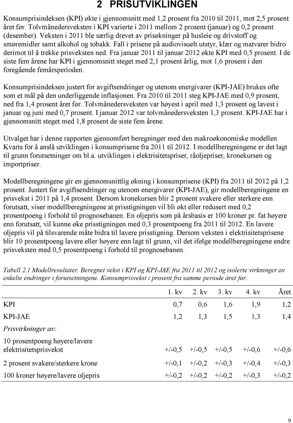 Veksten i 2011 ble særlig drevet av prisøkninger på husleie og drivstoff og smøremidler samt alkohol og tobakk.