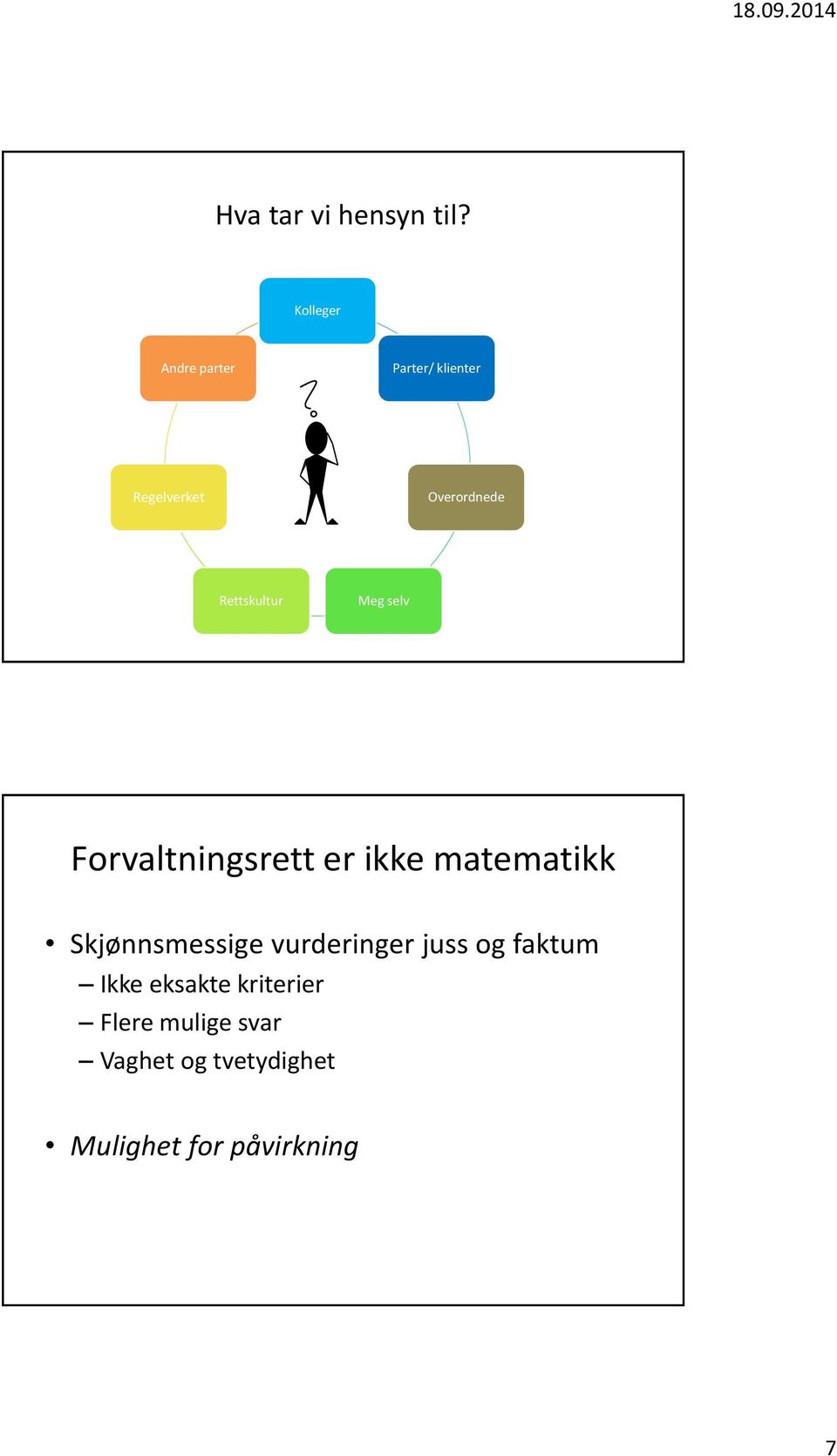 Rettskultur Meg selv Forvaltningsrett er ikke matematikk