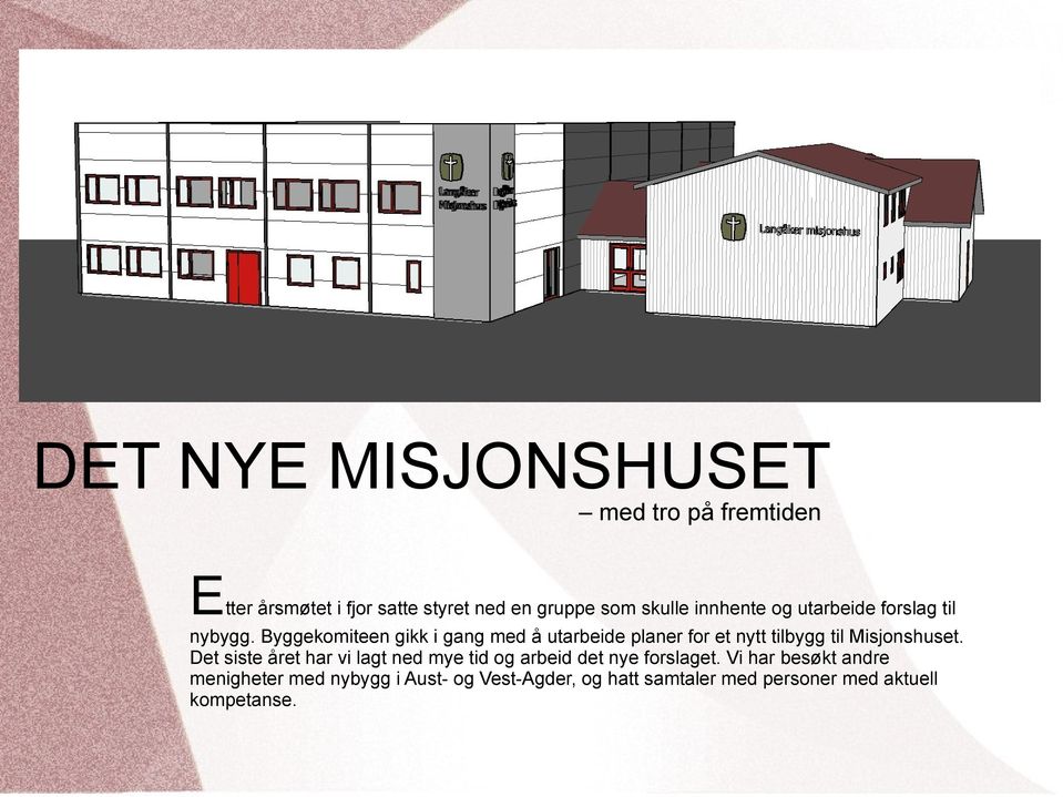 Byggekomiteen gikk i gang med å utarbeide planer for et nytt tilbygg til Misjonshuset.
