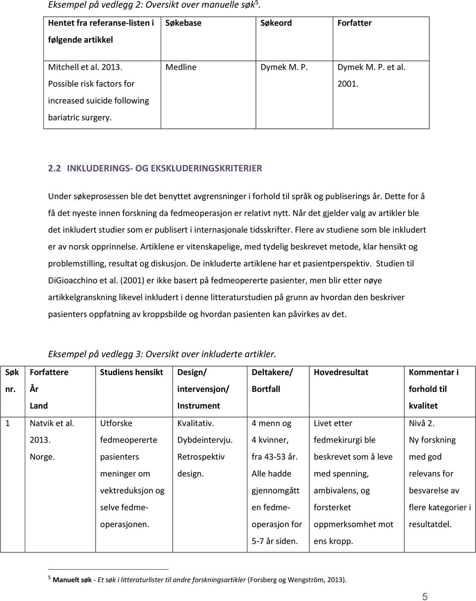 01. 2.2 INKLUDERINGS- OG EKSKLUDERINGSKRITERIER Under søkeprosessen ble det benyttet avgrensninger i forhold til språk og publiserings år.