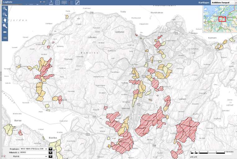 Kartlagte kvikkleiresoner i Trondheim