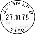 Stempel nr. 11 Type: I24N Fra gravør 27.10.1975 BJUGN LP B Innsendt?? Registrert brukt 21.10.85 KT Stempel nr. 12a Type: I21N Utsendt?? Registrert brukt fra 9.3.73 ØRK til 1.12.79 EA Stempel nr.