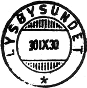 Stempel nr. 6 Type: IIA Utsendt 12.06.1946 HØYBAKKEN Innsendt?? Registrert brukt fra 13-11-47 VG til 12-7-60 KjA LYSØSUNDET LYSØYSUNDET LYSØSUNDET poståpneri opprettet fra 01.10.