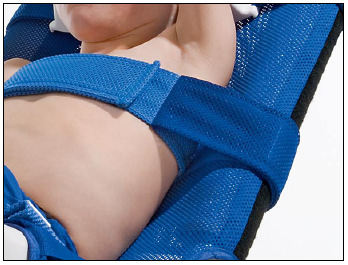 Soft Skin remmer Soft skin har en unik polyesterborrelåsrem som gir komfortabel støtte og stabil posisjonering. Fest brystbeltet som vist i figur 7.