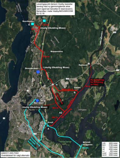 Trasealternativene som er modellert Foreløpig vurdert som mest fordelaktige trasè Fordeler - Lengden (invest.kost.) - Høyder (energikost.