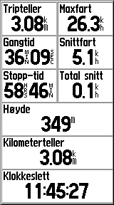 Hovedsider Alternativer for tripcomputersiden På menyen Alternativer kan du nullstille dataene i tripcomputeren når du er klar til å starte en ny tur.