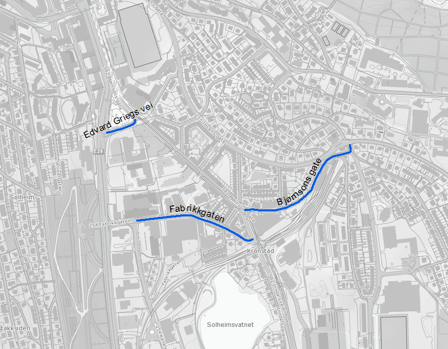 ii) Tverrsambandet Fjøsangerveien Ibsens gate (Fabrikkgaten Inndalsveien Bjørnson gate St.