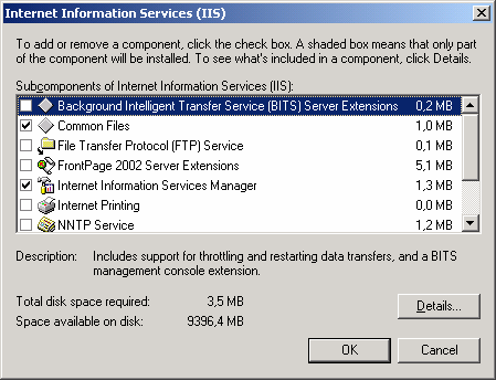 Tekniske krav (Windows og web) c) Aktiver Internet Information Services ved å merke av Internet Information Services (IIS) i listen over tilgjengelige komponenter.