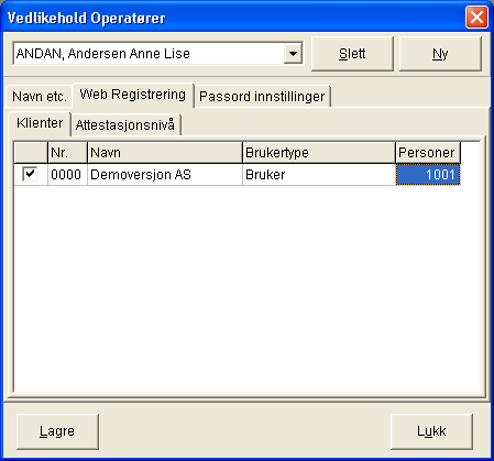 Sette opp System 4 8. Velg mappen Web Registrering. 9. Kontroller at feltet Brukertype har verdien Bruker. 10.