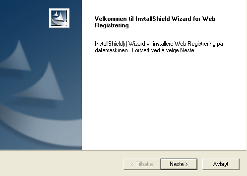 Installere web-applikasjonen 3. Velg Installer Web Registrering.