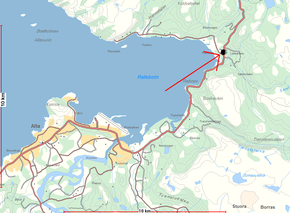 Figur 1: Viser planområdets lokalisering i Alta kommune.