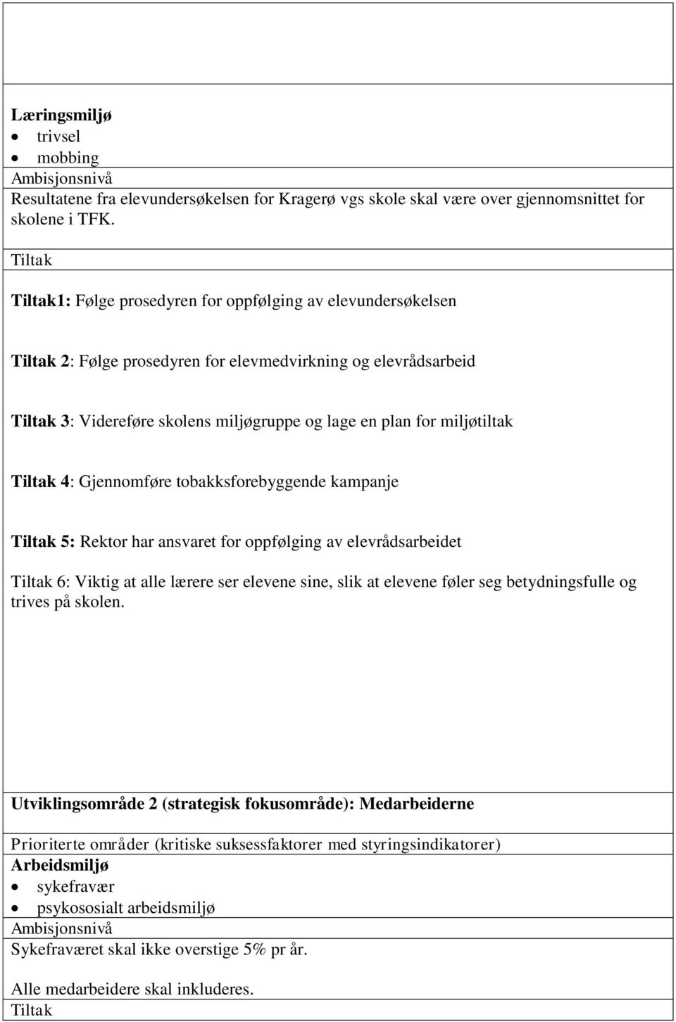 tobakksforebyggende kampanje 5: Rektor har ansvaret for oppfølging av elevrådsarbeidet 6: Viktig at alle lærere ser elevene sine, slik at elevene føler seg betydningsfulle og trives på skolen.