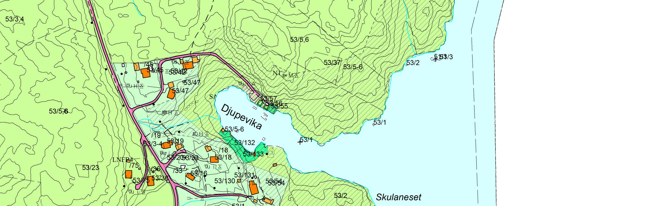 OVERSIKTSKART Dåfjord - Lønevågen Eigedom 53/8 12.10.