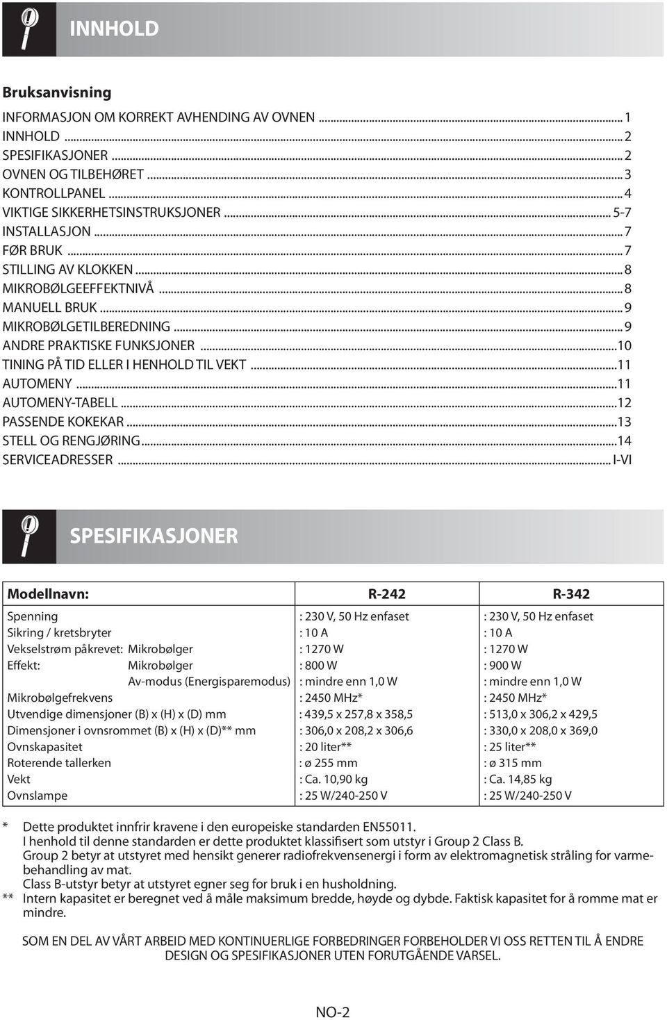 ..11 AUTOMENY-TABELL...12 PASSENDE KOKEKAR...13 STELL OG RENGJØRING...14 SERVICEADRESSER.