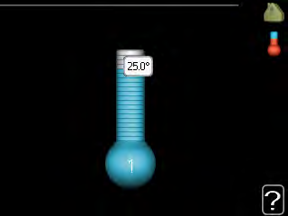 Meny 1.1 temperatur Hvis huset har flere klimasystemer, angis dette i displayet med et eget termometer for hvert system. I meny 1.1 velger du mellom varme og kjøling.