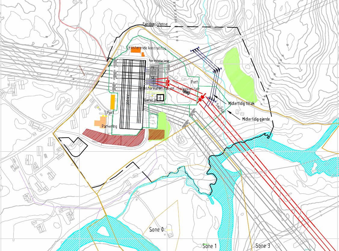 Miljø-, transport- og anleggsplan (MTA) Side 7 av 19 Figur 2: Situasjonsplan for Sauda transformatorstasjon trinn 1 2.