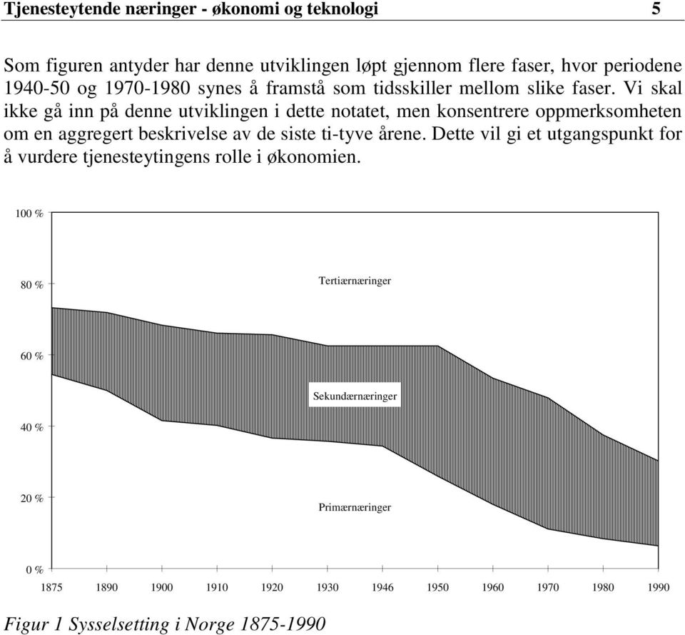 Vi skal ikke gå inn på denne utviklingen i dette notatet, men konsentrere oppmerksomheten om en aggregert beskrivelse av de siste ti-tyve årene.