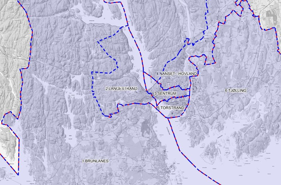 Avgrensing av bydeler i Larvik 7