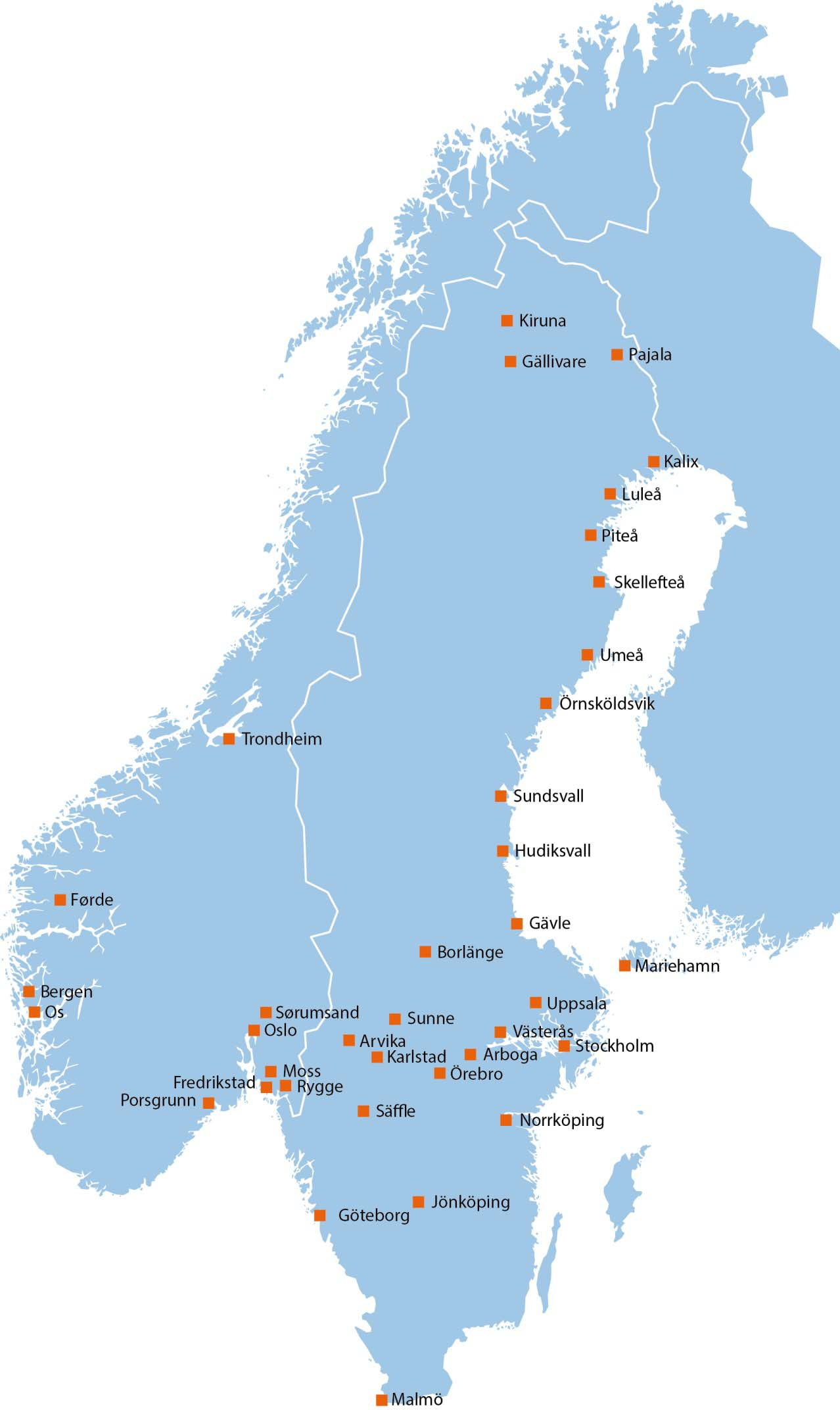 Kontorer fra Kiruna i nord til Malmø i sør, fra Åland i øst til Bergen i Vest Forretningsområder: Projects & Services Infra Solutions Products Environment Goodtech er notert på Oslo Børs, omsetter