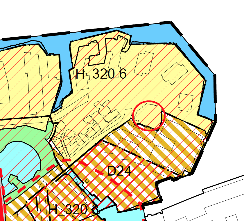 5) Formål: Badehusgaten 39 (felt D Kontor) er i dag regulert til og i bruk som kontor, men er i sentrumsplanen lagt inn under boligformål.