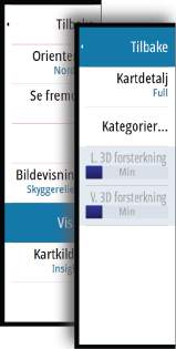 Insight-kart Insight-spesifikke kartalternativer Orientering, Se fremover, 3D og Bytt kartkilde (beskrevet tidligere i denne delen) er felles for alle karttyper.