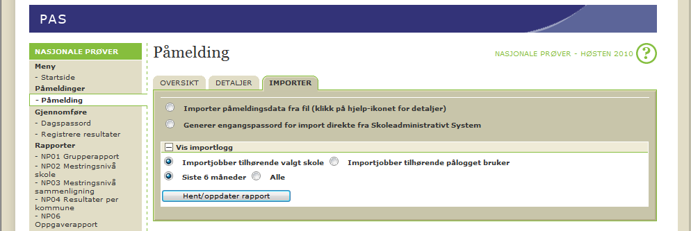 Gå til Påmeldingsbiletet, vel prøva og opne ei gruppe kandidatar. Vel deretter den/dei ansvarlege i nedtrekklista for brukarar på skolen, og klikk på knappen «Lagre ansvarlig».