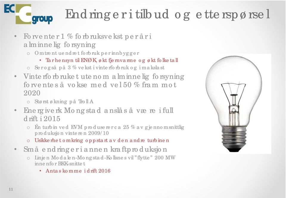 Størst økning på Trll A Energiverk Mngstad anslås å være i full drift i 2015 Én turbin ved EVM prduserer ca 25 % av gjennmsnittlig prduksjn vinteren 2009/10